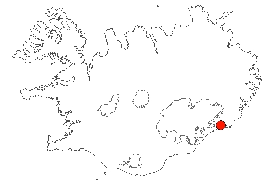 Hornafjörður-Kolgríma á Íslandskorti