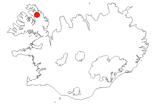 Drangajökull á Íslandskorti