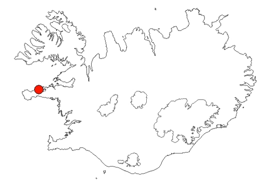 Kirkjufell á Íslandskorti
